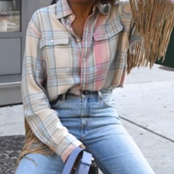 Polo ralph lauren fringe trim plaid shirt Clearance